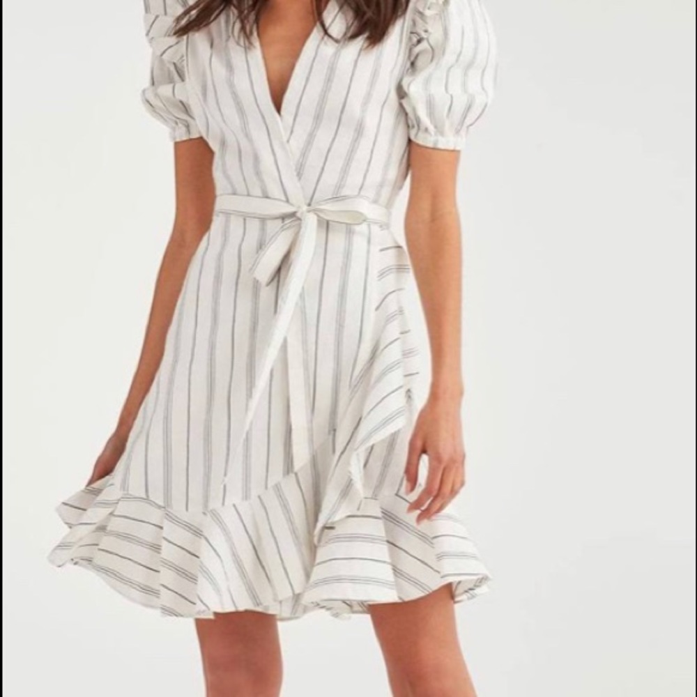 7 for All Mankind Ruffle Sleeve Wrap Dress